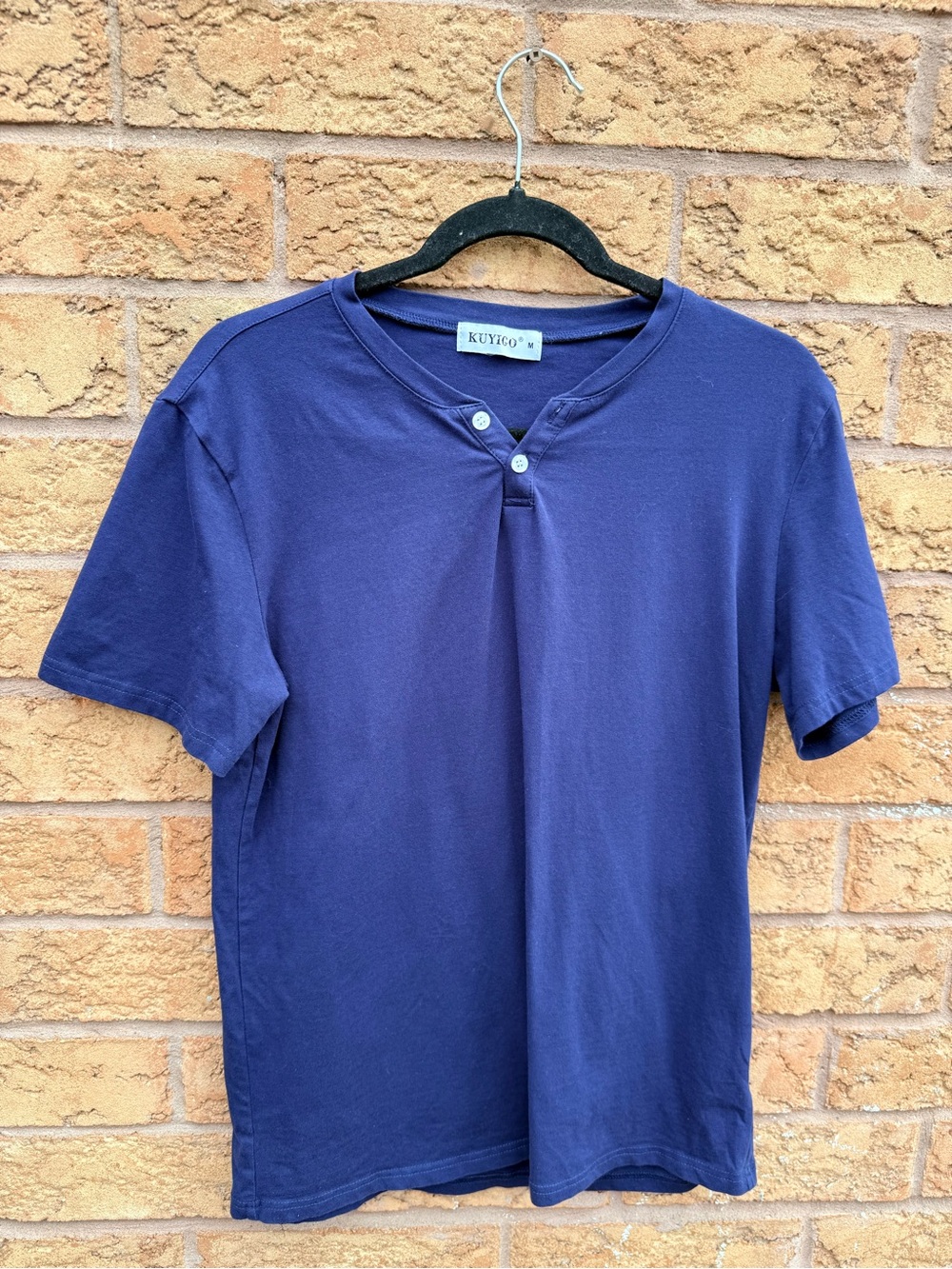 4/$25 • Kuyigo Navy Blue Cotton Henley Tee